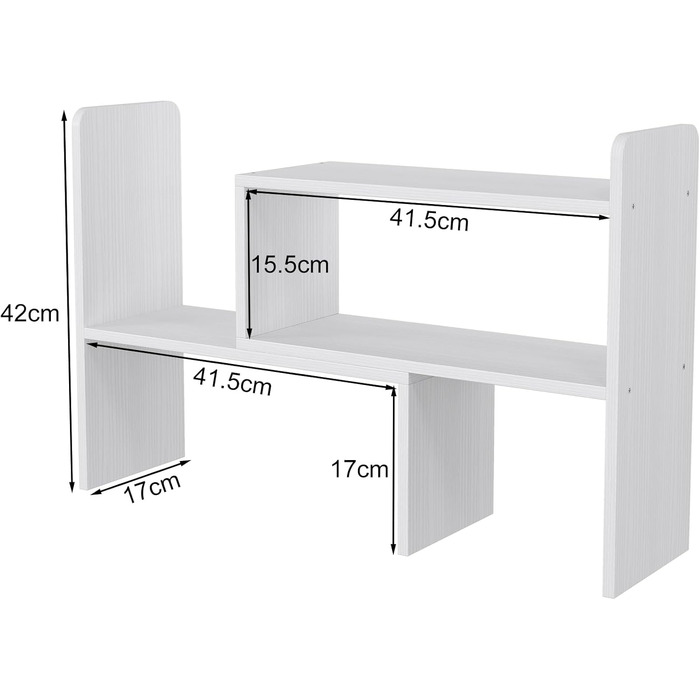 Дерев&39яна настільна полиця EasyPAG, окремостояча невелика книжкова полиця, регульована підставка-органайзер для столу, полиця для зберігання офісного приладдя, біла, 44 см x 17 см x 42 см