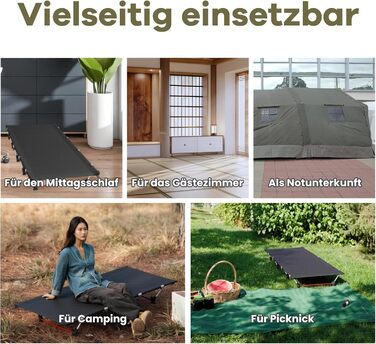 Надлегке складне кемпінгове ліжко для дорослих, портативне похідне ліжко, розкладне ліжко, вантажопідйомність 150 кг, кемпінговий шезлонг для наметів, для піших прогулянок та походів, чорний