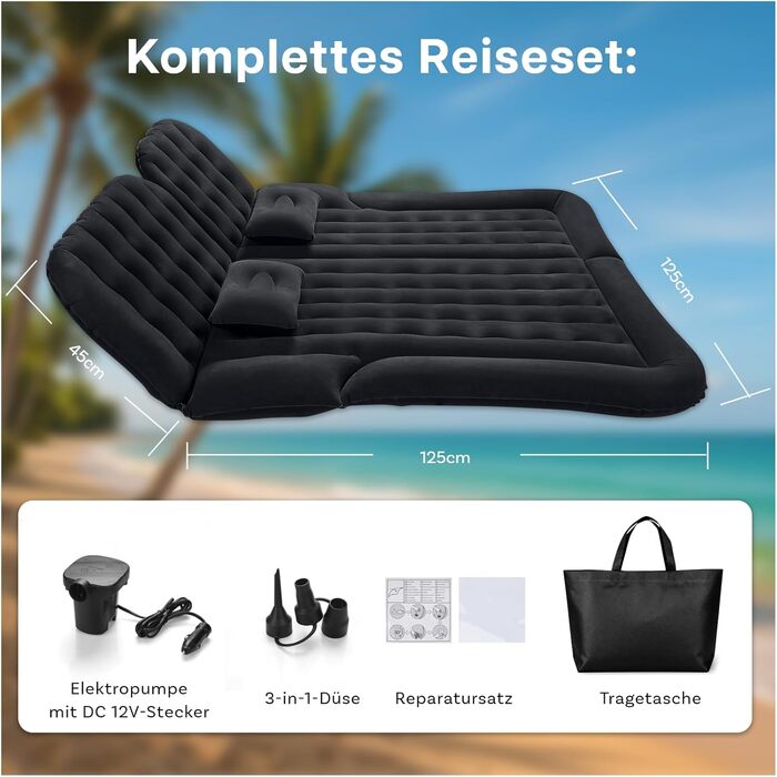 Надувний матрац MMOBIEL для позашляховиків, автомобільний матрац, надувне ліжко для кемпінгу та подорожей - електричний повітряний насос, 2 подушки, ремкомплект та сумка для перенесення кемпінговий матрац для позашляховиків та використання на свіжому пові