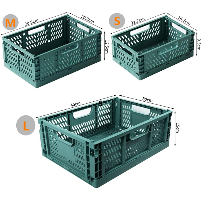 Складаний кошик для зберігання Spesh з 2 предметів, пластикові коробки для кухні, спальні, кабінету (синій темно-зелений, 40*30*15 см) 40*30*15 см синій темно-зелений