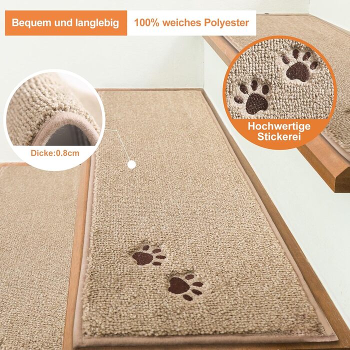 Килимки для сходів в приміщенні нековзні 15 шт. , килимок для сходів, що миється в машині Самоклеючий килимок для сходів для дітей