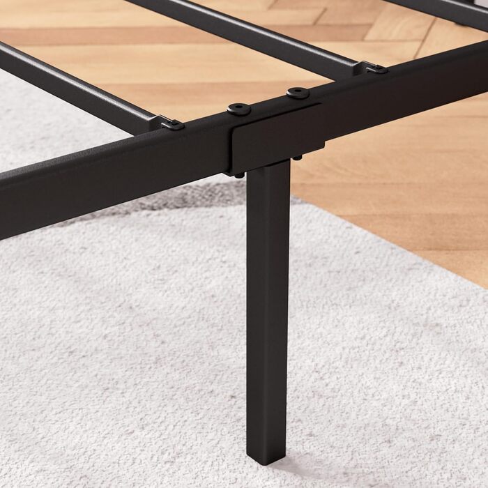 Каркас двоспального ліжка ZINUS Justin - Ліжко 190x135 см - Висота 35 см - Металевий каркас ліжка з узголів&39ям - Каркас ліжка-платформа зі сталевою рейковою опорою - Сучасний дизайн - Легке складання - Чорний 190 x 135 см