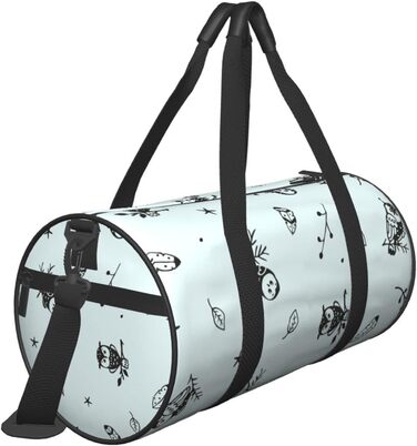 Дорожня сумка-циліндр Сова та листя, спортивна сумка для чоловіків та жінок, сумка для подорожей та спорту
