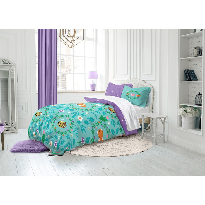 Постільна білизна Jay Franco Minecraft з квітковим візерунком - комплект постільної білизни для двох, включаючи наволочку 50 x 70