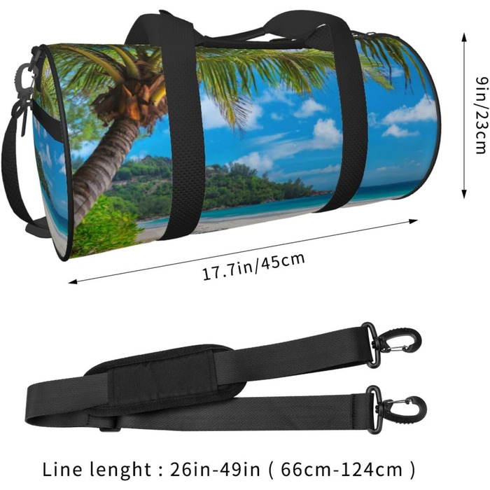 Спортивна сумка, дорожня сумка, пляжна сумка з принтом пальм та кокосів, сумка для ночівлі, чорна, універсальний розмір, сумка для подорожей