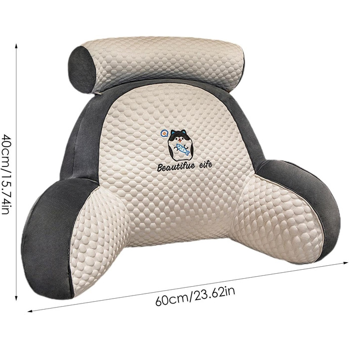 Подушка для читання в ліжко, подушка для читання та відпочинку, зручна подушка з підлокітниками для читання, перегляду телевізора, роботи за ноутбуком, відпочинку 60x40 см A