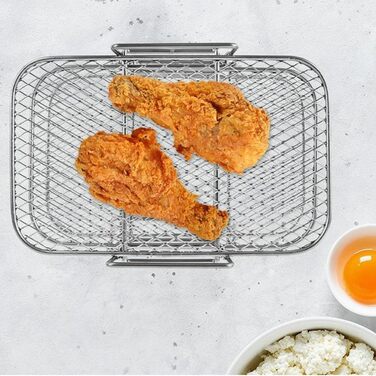 Решітка для гриля для фритюрниці LOLYSIC 2 шт. , 19 x 12.8 x 11.5 см, тришаровий багатоцільовий гриль, знімний дренаж і дегідратор з нержавіючої сталі 304, пароварка для їжі