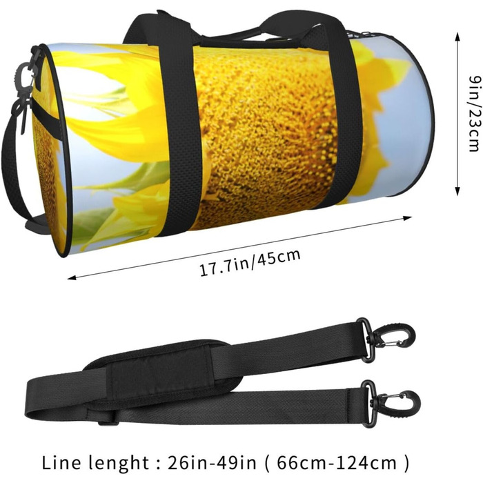 Спортивна сумка, дорожня сумка, жовта сумка з принтом соняшників, сумка для подорожей, чорна, універсальний розмір