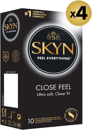 Презервативи SKYN Close Feel 40 шт. / Презервативи без латексу Skynfeel для чоловіків, Gossamer Feeling, маленька окружність, коробка для презервативів Extra Soft, чутливі, презервативи шириною 51 мм