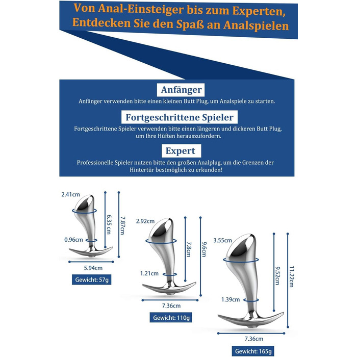 Набір металевих анальних пробок Yivans, Ø24 мм, 29 мм, 36 мм,з кристалом, 3 шт.