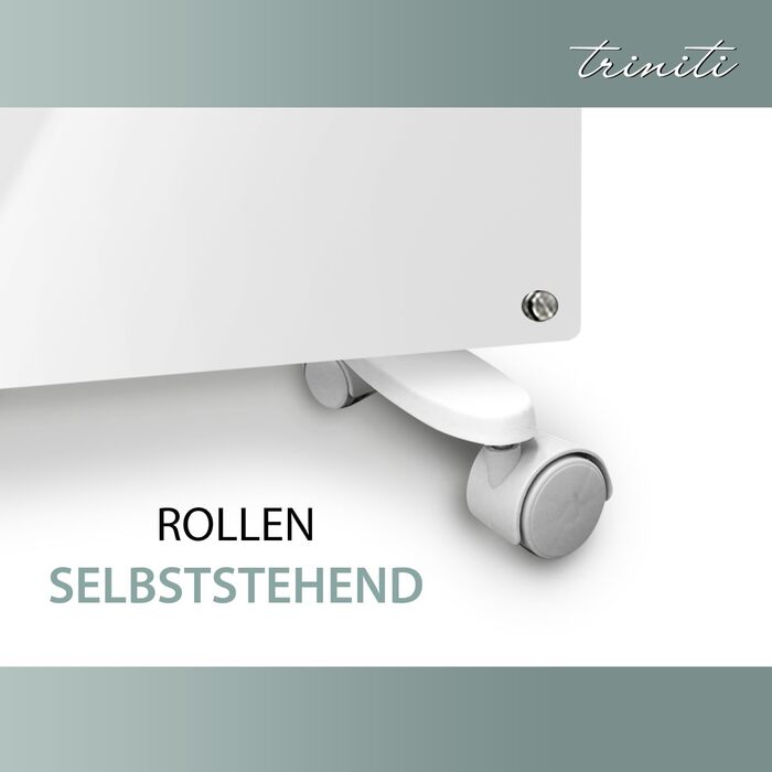 Електричний обігрівач TRINITI, конвекторний обігрівач з термостатом до 2000 Вт, елегантне загартоване скло, світлодіодний дисплей, таймер, тонкий та тихий, захист від перекидання та перегріву, коліщатка, настінний, БІЛИЙ