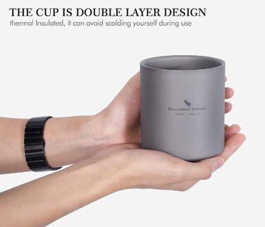 Титанова кружка Boundless Voyage, міні-ізольована чашка з подвійними стінками, для кемпінгу на свіжому повітрі, складна, для кави та чаю, легкий міцний посуд для щоденного використання, для походів, 450 мл, D-Ti3030d 450 мл-