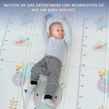 Ігровий килимок Baby 180x200x1,5 см - Ігровий килимок XXL з двосторонньою м'якою підкладкою - Дитяча та доросла сторона - Ігровий килимок з пінопласту - Дитячий ігровий килимок складний - Солодкий ведмедик лисиця