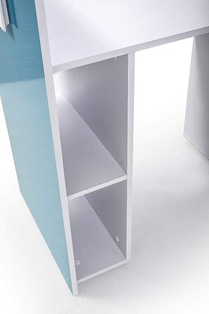 Двоярусне ліжко для дітей, підлітків з місцем для зберігання - Двоярусне ліжко з письмовим столом, шафою, полицею, шухлядами, сход