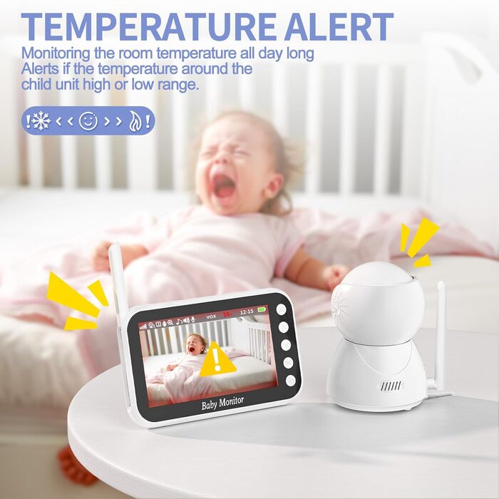 Радіоняня з камерою 4,3-дюймовий відеомонітор 720p 2000mah Батарея Відеозапис Цифрове збільшення Двостороннє аудіо Режим VOX Нічне