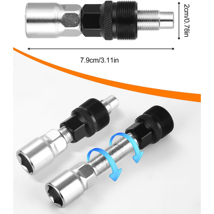 Інструменти Huifoo для знімання кривошипа для велосипеда та каретки, знімач кривошипа для велосипеда з гайковим ключем на 16 мм, знімач для кривошипа для велосипеда, знімач каретки для велосипеда, підходить для зняття кривошипа велосипеда