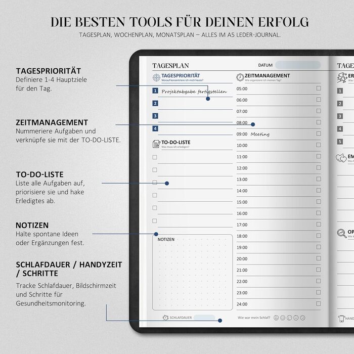 Щоденник успіху 2026 Планування цілей, формування звичок, саморефлексія Крок за кроком до успіху Щоденник формату А5, 320 сторінок Щоденник для дорослих для більшої мотивації, зосередженості та успіху