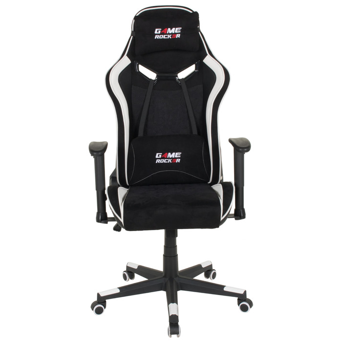 Ігрове крісло GAME ROCKER G-30 з мікрофібри чорного/білого кольору, вантажопідйомність до 110 кг