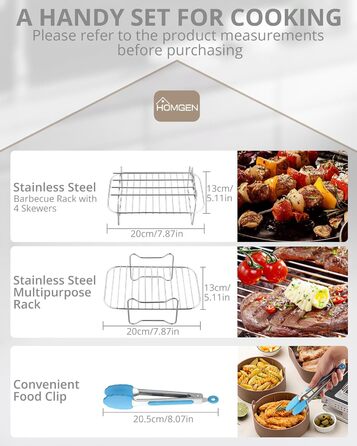 Аксесуари для фритюрниці HOMGEN 6 шт. Аксесуари для фритюрниці Двокамерна фритюрниця Аксесуари для Ninja Foodi AF400EU AF300EU 8-9.5 л Решітка для приготування їжі, папір для випічки тощо