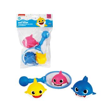 Набір для ванни Baby Shark, 3 шт. (акула, сітка для купання), блакитний, рожевий, жовтий, білий