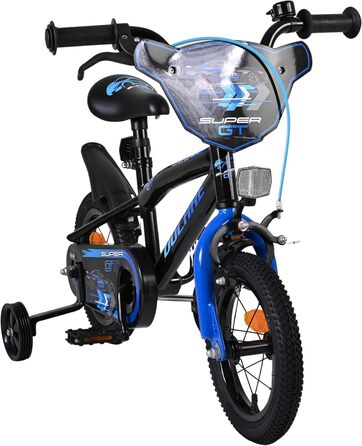 Дитячий велосипед Volare Super GT Blau 12 35 років 2 ручних гальма, знімні бічні колеса, захист ланцюга та світловідбивачі Регульоване сідло Подарунок для дівчаток та хлопчиків