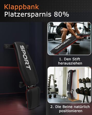 Складана та регульована силова лава, багатофункціональна силова лава для домашнього фітнесу, похила лава з 5-позиційним регулюванням, вантажопідйомність 300 кг