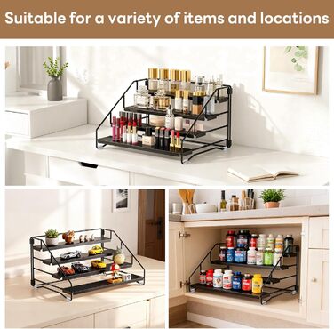 Рівнева підставка для спецій, не потребує свердління, металевий органайзер для спецій з етикетками та ручкою, регульована по висоті підставка для спецій для кухні, шафи, ванної кімнати, 4-