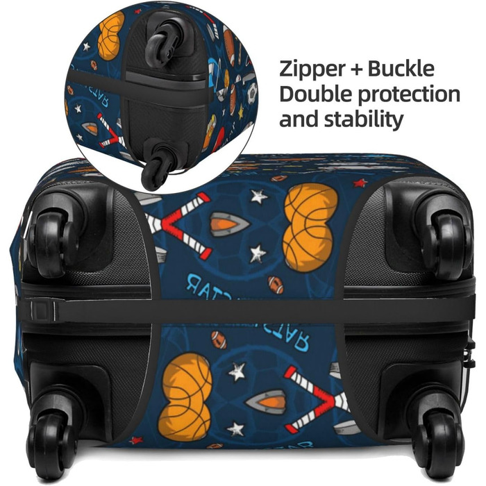 Чохол для валізи Спорт-Бейсбол, захисний еластичний чохол від подряпин та пилу для багажу, чорний, розмір 80