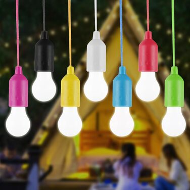 Комплект світлодіодних лампочок із шнуром, що працюють від батарейок, портативний підвісний ліхтар із шнуром для приміщень, вулиці, весілля, надзвичайних ситуацій, кемпінгу, прикраси, садових вечірок, 7-