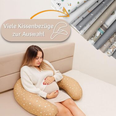 Подушка для годування дитини Totsy Baby XXL Подушка для вагітності 190 см - Подушка для вагітних Подушка для тіла Подушка для сну на боці Подушка для сну Позиціонна подушка з бавовняним чохлом Oeko-Tex Deer Подушка 190 см