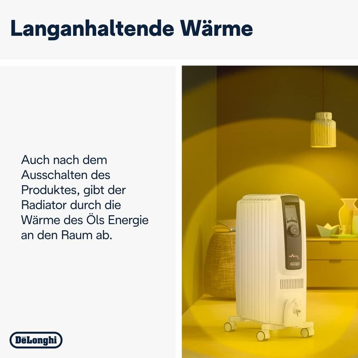 Радіатор De&39Longhi Dragon 4 Pro TRDX41025E, класичний масляний радіатор з 3 рівнями потужності, 24-годинним таймером, захистом від замерзання та еко-функцією, запобіжним термостатом, 2500 Вт, білий
