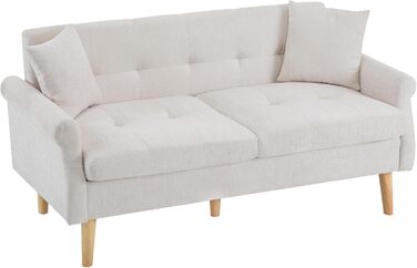 Двомісний диван, м&39який диван, диван з товстими подушками, м&39які меблі, бежева шениллова тканина, підходить для вітальні, спальні, квартири