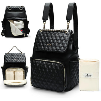 Сумка для пеленання дитини Рюкзак для пелюшок Шкіряні сумки для пелюшок з пеленальним килимком Стьобані дитячі сумки для мами і та
