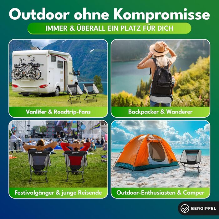 Надлегке кемпінгове крісло складне вуличне крісло вагою 980 г з максимальною стійкістю Швидке встановлення Всепогодне та компактне Для кемпінгу, подорожей та пригод