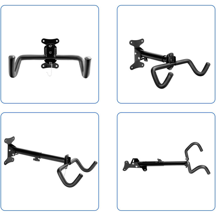 Велосипедний настінний тримач для велосипеда Кронштейн для шиї велосипеда Підставка для кріплення велосипеда Кут нахилу та відстань до стіни регулюється для велосипедних настінних кронштейнів для гаражів і будинків