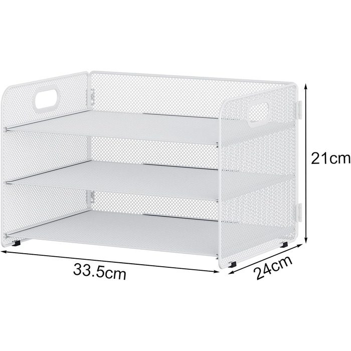 Металевий офісний органайзер EasyPAG A4 з 3 відділеннями, тримач для документів, лоток для файлів, тримач для журналів, лоток для листів, органайзер для паперових журналів, білий, 33,5 x 24 x 21 см