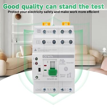 Автоматичний перемикач, 4P 63A 400V ATS перемикач, аварійний автоматичний перемикач живлення, подвійний автоматичний перемикач живлення на DIN-рейку