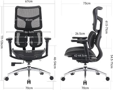 Ергономічне офісне крісло SIHOO з подвійною динамічною поперековою опорою, робоче крісло з 5-позиційною регульованою спинкою, офісне крісло з 4D-координованими підлокітниками (S100 Black) Чорний сучасний