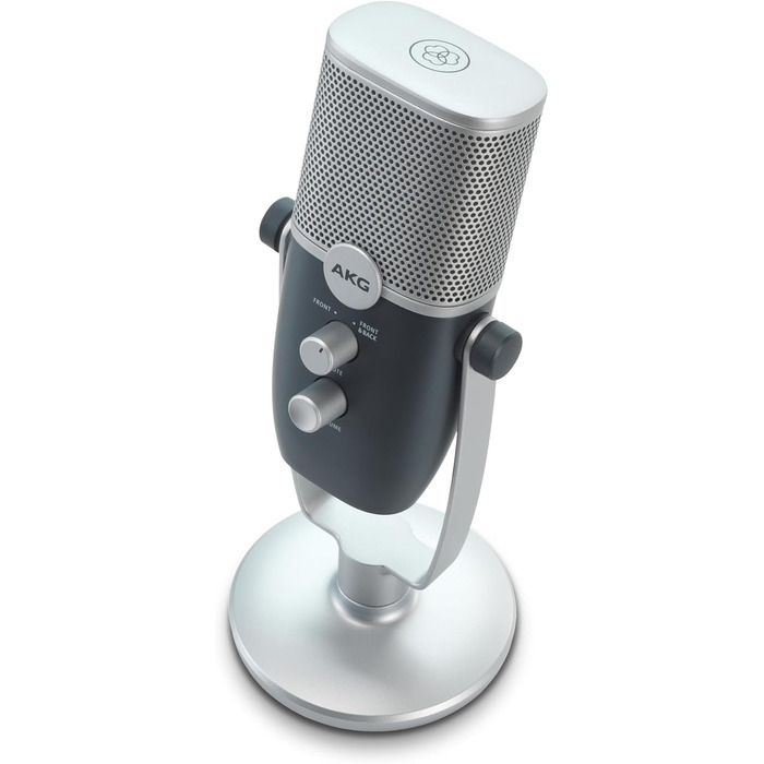 Професійний USB-C конденсаторний мікрофон AKG Pro Audio Ara два режими захоплення звуку для подкастингу, влогінгу, геймінгу та стрімінгу, синій та сріблястий