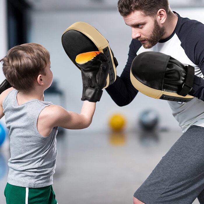 Накладки на руки Odoland Набір з PU боксерськими накладками 6OZ Боксерські рукавички для боксерського мішка, боксу, кікбоксингу, тренувань з боксу, бойових мистецтв, тайських кікбоксерських накладок, чорного кольору