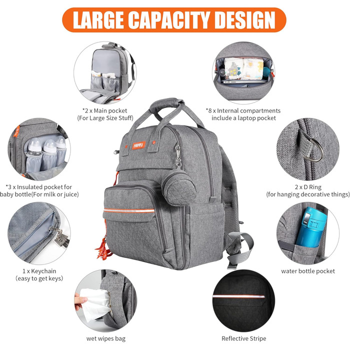 Сумка для підгузників Рюкзак Мама Лікарня Дитячі Сумки Для Хлопчиків Дівчинка Дорожні Рюкзаки Мама Сірий Тато Сумка для підгузникі