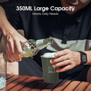 Пивні кухлі з нержавіючої сталі 304, легкі, міцні, портативні, набір з 4 кухлів для кемпінгу, 350 мл, кухлі для води для пікніка на свіжому повітрі, підходять для походів з кавою