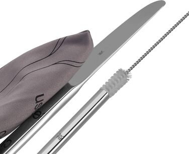 Нержавіюча сталь, набір столових приборів з 8 предметів, набір столових приборів для подорожей на 1 людину, столові прибори для кемпінгу з футляром, екологічно чисті столові прибори для походів, соломинка, щітка для чищення, подарунковий аксесуар для кемп