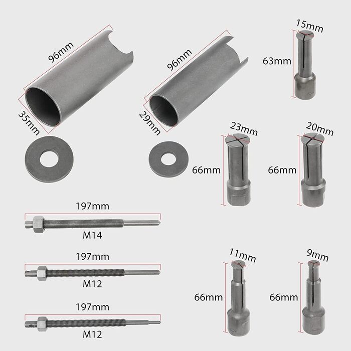 Набір знімачів каретки MOTOCOCHE 9-23 мм, знімач колісних підшипників мотоцикл, знімач підшипників внутрішнього мотоцикла з 5 відкритими затискачами