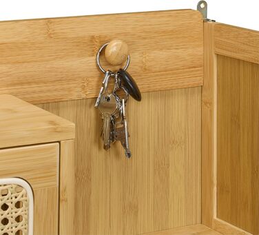 Бамбукова шафа для взуття Relaxdays, 127x95x19 см, натуральний колір Вузька взуттєва полиця, 5 відділень, 3 дверцята, на 9 пар