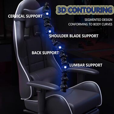 Ігрове крісло, ергономічне комп&39ютерне крісло з підставкою для ніг, що відкидається на 90-145, регульовані 3D підлокітники, потовщене шасі для дому та офісу, чорного кольору