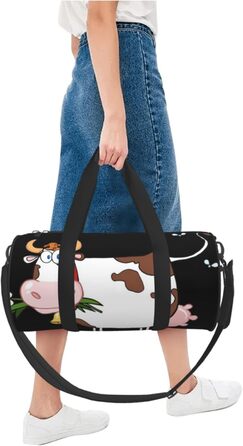 Спортивна сумка, дорожня сумка, милий принт корівки, сумка для ночівлі, чорна, універсальний розмір, сумка для подорожей