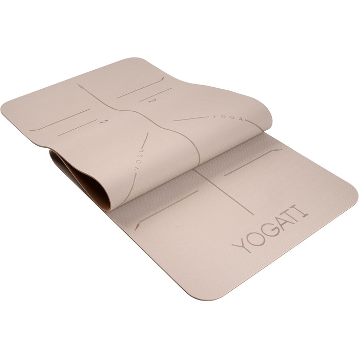 Килимок для йоги, нековзний та товстий, з точками вирівнювання, килимок для вправ для дорослих та дітей, ідеально підходить для пілатесу та фітнесу. Коричневий килимок для йоги