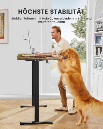 Електрично регульований по висоті стіл 120 x 60 см, Стіл з регульованою висотою та 4 налаштуваннями пам&39яті, розумний стіл для домашнього офісу зі з&39єднувальною пластиною 120 x 60 см, колір вінтажного дерева