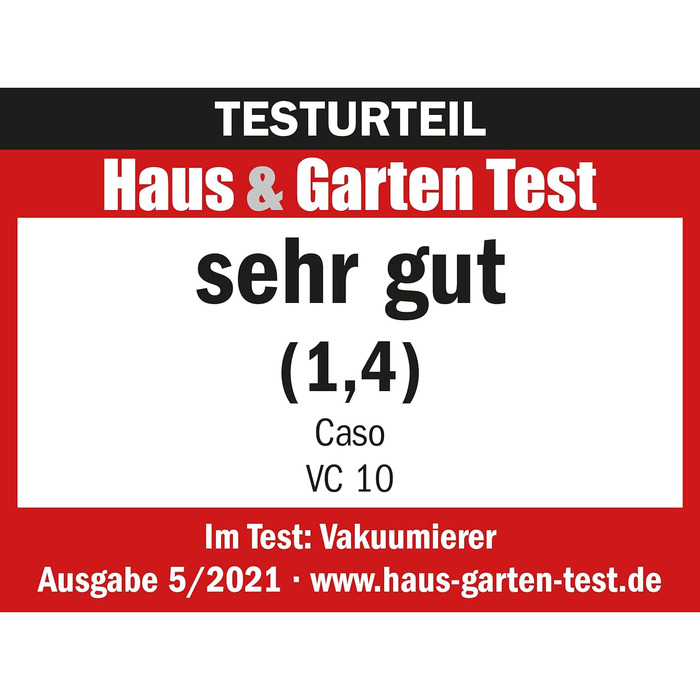 Вакуумний пакувальник CASO VC10 - вакуумний пакувальник, свіжа їжа до 8 разів довше, довжина 30 см і стабільний зварний шов, переможець тесту Stiftung Warentest (01/2018), в т.ч. 10 професійних пакетів з фольги VC 10